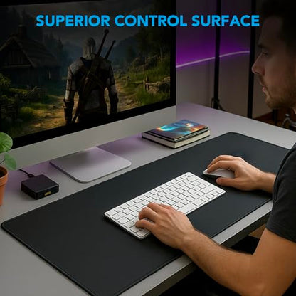 Large Mouse Pad, Desk Mat with Non-Slip Rubber Base, Waterproof Gaming Mousepad with Stitched Edges, XXL Computer Long Keyboard Mouse Mat for Gamer, Office & Home, 31.5" x 15.7", Black - color: Black, size: 31.5" x 15.7"