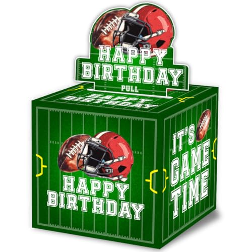 ChillHui Football Birthday Money Gift Boxes for Cash, Sports Football Birthday Money Pull Box for Boys Girls - color: Green Football