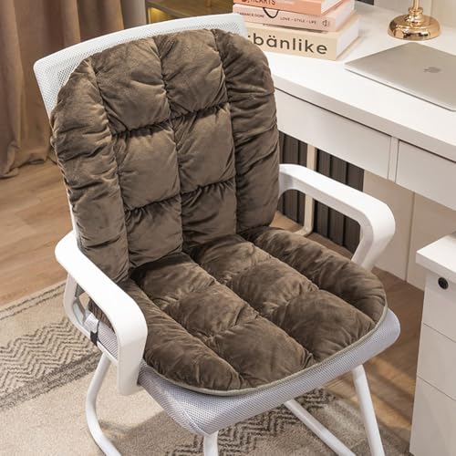 Desk Chair Cushion Non-Slip Rocking Seat Cushion Office Chair Pad Dorm Seat Cushion with High Back Support Soft Seat Pad with Ties for Office Car Home Dining Room Kitchen - color: Brown