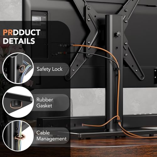 Hemudu Universal Swivel TV Stand/Base Table Top TV Stand for 21 to 50 inch TVs with 90 Degree Swivel, 4 Level Height Adjustable, Heavy Duty Tempered Glass Base, Holds up to 99lbs, HT02B-002 - size: 15 x 9.9 x 23.3 inches (For 21"-50" TVs)