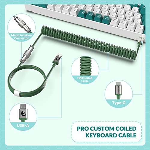 ZIYOU LANG RK-T8 Wired 65% Mechanical Gaming Keyboard with RGB LED Backlit Anti-ghosting TKL Mini 68 Key Custom Coiled C to A Cable Tactile Blue Switch for PS4 PS5 Xbox PC Mac Gamer(Green/White) - color: Green White, size: 65% Keyboard