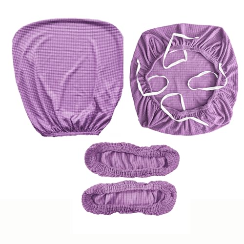 HAPPYDOG 4 Pcs Office Chair Covers Set Stretchable Protective Rotating Computer Chair Seat Covers with Armrest Covers (Purple) - color: Purple