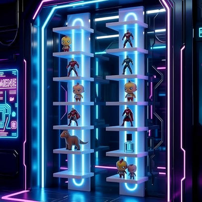 Exclusive U-Shaped 7-Tier Compact Narrow Wall Shelf Unit with RGB Lighting, Modern Vertical Shelf for Vanity, Ideal for Anime Figures, Perfumes, Cosmetics, Collectibles,White - color: 7ur-white