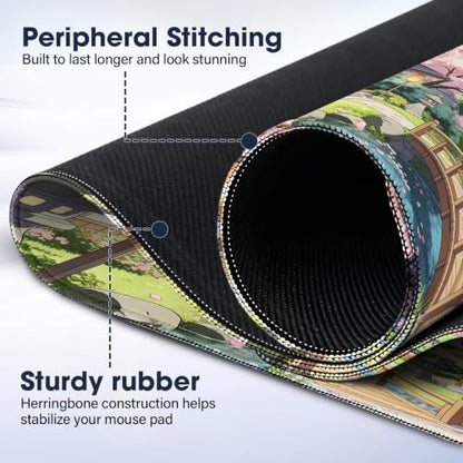 Durable Desk Pad 31.5x15.7 Inch - Thick XXL Mouse Pad with Anti Fray Stitched Edges, Natural Rubber Base, Smooth Fabric Top, Bridge - color: Bridge, size: 31.5" x 15.7"