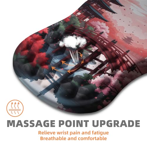 Ergonomic Mouse Pad with Wrist Rest, Memory Foam Wrist Support for Carpal Tunnel Pain Relief, Massage Design Mousepad and Non-Slip Base for Office and Gaming, 12x8 Inch, Sunset - color: Sunset