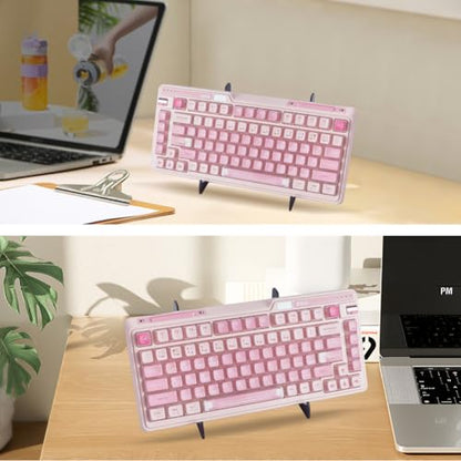 CRASPIRE Acrylic Keyboard Display Stand 2-Tier Portable Keyboard Display Shelf Black Display Keyboard Holder Removable Keyboard Storage Holder for Home Office Study - color: Black