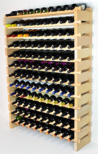sfDisplay.com,LLC. Modular Wine Rack Beechwood 40-120 Bottle Capacity 10 Bottles Across up to 12 Rows Newest Improved Model (120 Bottles - 12 Rows) - size: 120 Bottles - 12 Rows