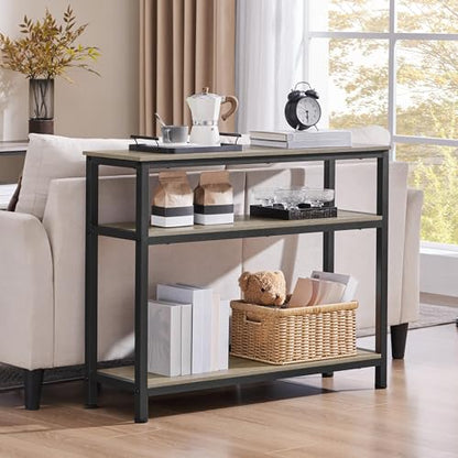 Yaheetech Entryway Table with Storage Shelves, 40 Inch Console Table with Metal Frame, Wood Behind Couch Sofa Tables for Entryway, Living Room, Gray - color: Grey