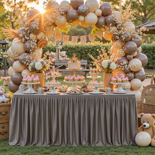 Wish Care 2 Pack Nude Brown Rectangle Table Clothes for 4 Foot Tables, Polyester Fitted Tablecloths 4ft Stretch Table Cover for Wedding, Birthday, Parties, Trade Show, Craft Show - color: Nude Brown, size: 48" x 24" (4 Ft - 2 Pcs)