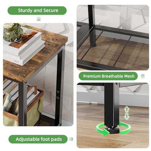 Simple Trending TV Stand for 50 Inch TVs, Entertainment Center with Open Storage Shelves, Media Console Table for Living Room, Rustic Brown