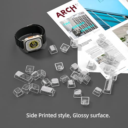 dagaladoo Clear keycaps,Transparent Keyboard keycaps,Jelly Key caps Set,Shine Through keycap，MDA Profile Keyboard caps for Mx Switches Mechanical Keyboard(White,Side Printed) - color: White (Side Printed)