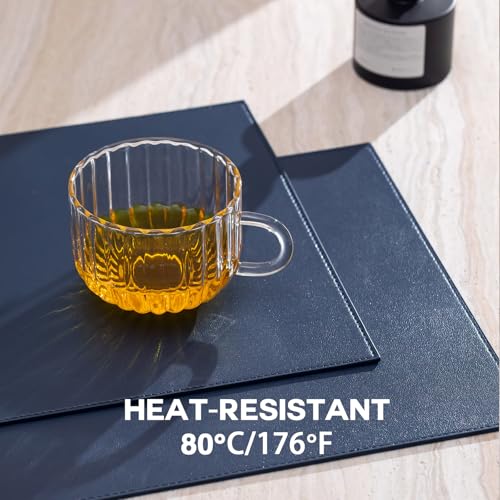 Baroyal Faux Leather Placemats Set of 6 Vinyl Washable Wipeable Table Mats for Kitchen Dining Table Heat Resistant Waterproof Modern Indoor/Outdoor Placemats Non-Slip Easy Clean Place Mats (Navy Blue) - color: B-navy Blue