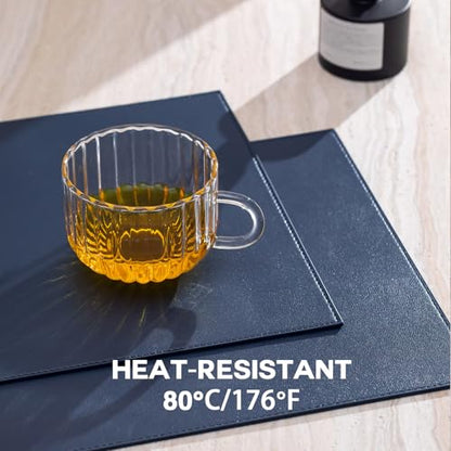 Baroyal Faux Leather Placemats Set of 6 Vinyl Washable Wipeable Table Mats for Kitchen Dining Table Heat Resistant Waterproof Modern Indoor/Outdoor Placemats Non-Slip Easy Clean Place Mats (Navy Blue) - color: B-navy Blue