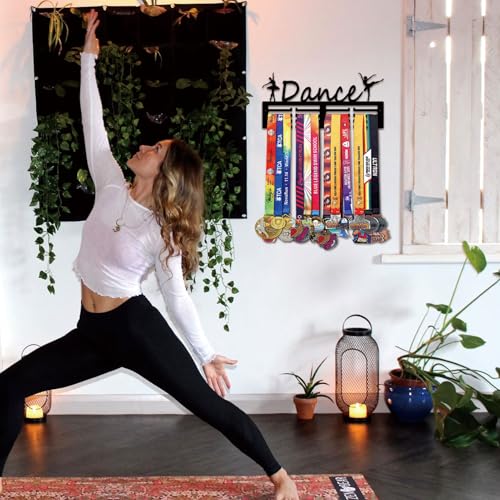 Resama Medal Hanger Holder Display Wall Rack Frame Shelf-Medal Hanger Awards Ribbon Soccer,Gymnastics,Holder Display Rack for 60 Medals - color: Dance