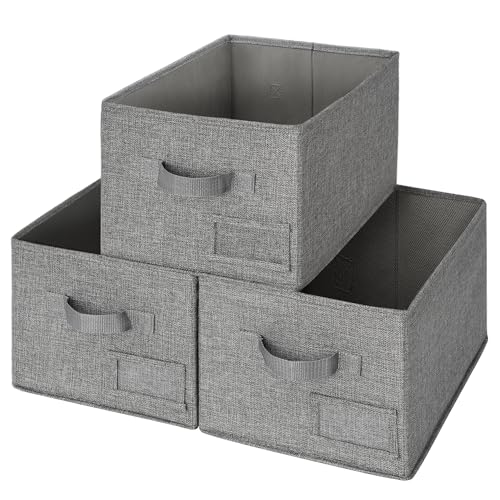GRANNY SAYS Storage Basket for Shelves, Closet Clothes Bins with Label Holders, Fabric Storage Bins, Clothes Storage and Organizers, Dark Gray, Medium, 3-Pack - color: Dark Gray, size: Medium