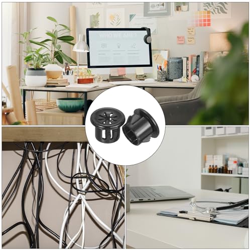 uxcell 30Pcs Cable Grommets, Snap Bushing Grommet for Holes with 0.43"(11mm) Mounting, Round Nylon Snap in Cable Desk Grommet for Cables and Cords Management, Black - size: 11mm