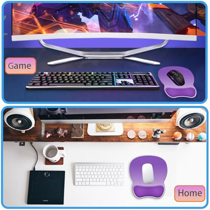 Ergonomic Mouse Pad with Wrist Rest, Comfortable Gel Concave Mouse Pad with Non-Slip Base, Pain Relief Mouse Pads with Smooth Wrist Support for Office & Home (Gradient Purple) - color: Gradient Purple