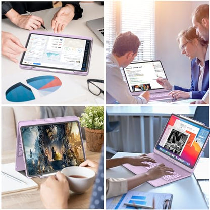 GGH Touch for iPad Keyboard Case Air 13 (M3 2025 / M2 2024) &12.9 iPad Pro (6th,5th,4th,3rd Gen),360° Rotatable Protective Cover Multi-Touch Trackpad Keyboard Case with Pencil Holder - Light Purple - color: Light Purple