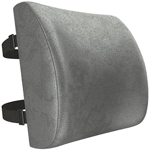 FORTEM Lumbar Support Pillow for Office Chair, Lumbar Support Pillow for Car, Back Rest for Gaming, Memory Foam Pillow, Desk Chair Cushion, Breathable & Washable Cover, Adjustable Straps - color: Grey Velour
