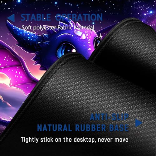 Large Mouse Pad + Keyboard Wrist Rest Set, Extended Gaming Mousepad (31.5X11.8 inch) with Non-Slip Rubber, Ergonomics Memory Foam Mouse Wrist Rest Support, Cute Baby Dragon Pattern XXL Desk Pad - color: Yu-Mouse Pad-3-B49