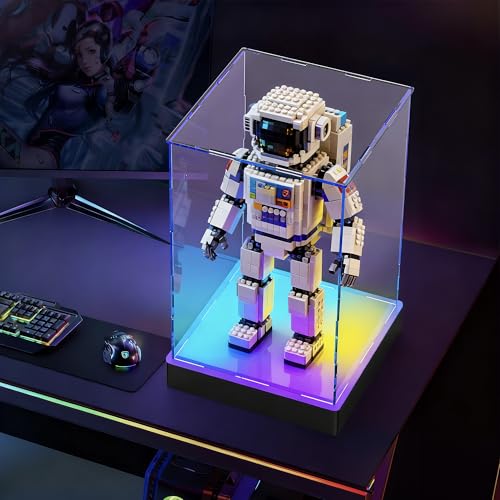 Light Up Acrylic Display Case with RGBW LED Lights, USB Powered with Switch Panel & App Control, Clear Collectible Display Box for Figures, Dolls, Collectables & Trophy, 8x8x12 Inch - size: 8''(L) x 8''(W) x 12''(H)