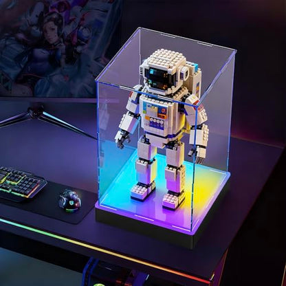Light Up Acrylic Display Case with RGBW LED Lights, USB Powered with Switch Panel & App Control, Clear Collectible Display Box for Figures, Dolls, Collectables & Trophy, 8x8x12 Inch - size: 8''(L) x 8''(W) x 12''(H)