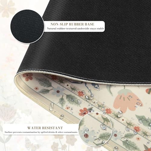iCasso Beige Large Mouse Pad, Desk Matt for Desktop, XXL Desk Mat for Keyboard and Mouse, Anti-Slip Big Mousepad Computer Mat with Stitched Edges - color: Insect-beige