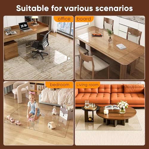 Antok Tempered Glass Chair Mat, 45"x45" Office Chair Mat for Carpet & Hardwood Floors, Heavy Duty 1/5" Desk Chair Mat for Smooth Rolling at Home or Office - size: 45"x45"