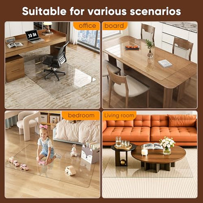 Antok Tempered Glass Chair Mat, 48"x72" Office Chair Mat for Carpet & Hardwood Floors, Heavy Duty 1/5" Desk Chair Mat for Smooth Rolling at Home or Office - size: 48"x72"