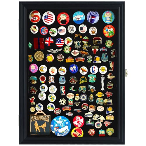 Large 19 X 14 Pin Display Case Medal Shadow Box with 98% UV Protection for Military Medals, Beach Tags, Jewelry Pins, Pin Gift, Insignia Ribbons Memorabilia Black Finish - color: Large - Black Finish