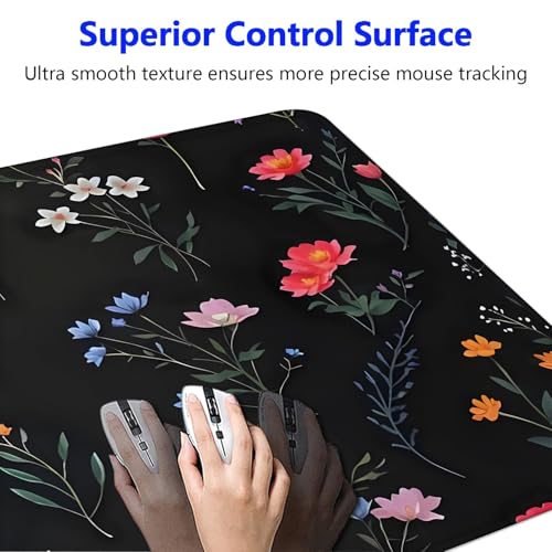Large Gaming Mouse pad,Flower Branch Pattern Cute Anti Slip Rubber Base Mouse pad, Suitable for Computer, Laptop, Office Desk Accessories - color: Flower Branch Pattern Cute