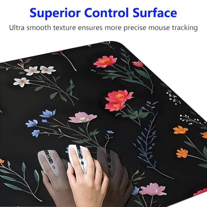 Large Gaming Mouse pad,Flower Branch Pattern Cute Anti Slip Rubber Base Mouse pad, Suitable for Computer, Laptop, Office Desk Accessories - color: Flower Branch Pattern Cute