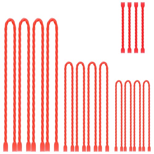 16Pcs 3-24Inch Silicone Cable Ties Reusable Steel-Core Silicone Twist Colorful Cable Tie Straps for Bundling and Organizing, Bendable Holder Strap for Indoor and Out All Purpose, Red - color: Red, size: 3-24 Inch
