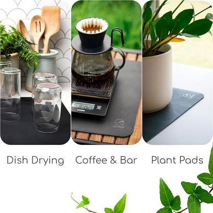 Ternal DripGuards Absorbent Counter Mat 2-Pack | Waterproof, Quick-Dry Coffee Bar Mat for Kitchen, Sink & Drink Station | Non-Slip, Spill-Proof Protector for Water, Oil & Syrup [3 x12in]. - size: 3x12in-Regular