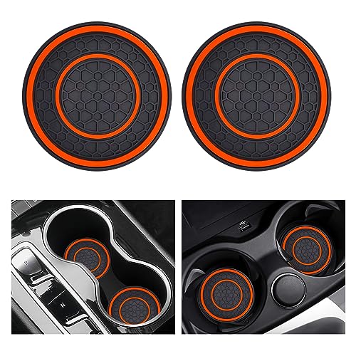 2 PCS Universal Car Cup Coasters, Non-Slip Anti Dust Mats, 2.75 Inch, Suitable for Most Car Interior (Orange) - color: Orange