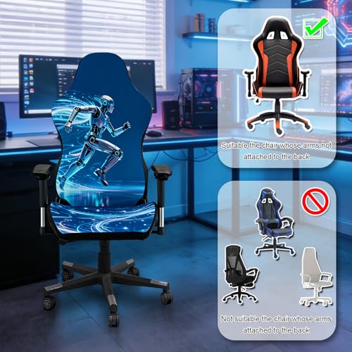 Gaming Chair Covers, 3D Printing Stretchable Soft Non-Slip Easy to Install Gamer Chair Cover with Armrest Cover(No Chair)(J) - color: J