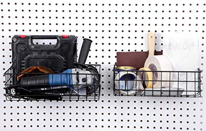 RightArrange Pegboard Basket Set of 2 - XLarge + Large Size Basket, Black - Hooks to Any Peg Board - Organize Tools, Workbench, Accessories, Garage Storage - Wall Organizer Attachments - size: d. Sizes L+XL Pack