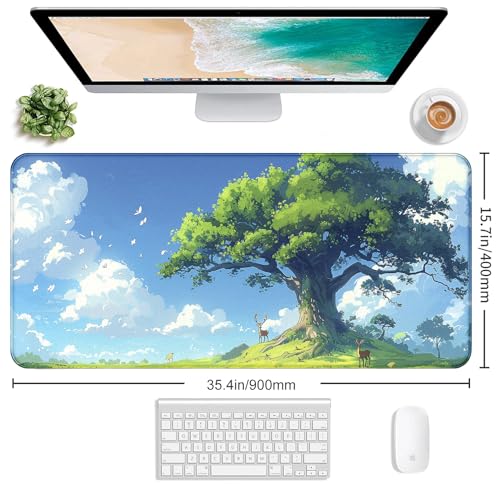 Large Green Plant Outdoor Landscape Office Desk Pad, Computer Mouse Pad | Large Extended Mouse Pad; Full Desk Coverage; Waterproof Coating; Stable Anti-Slide Base For Gaming, Office, Study Daily Use - color: Outdoor Landscape