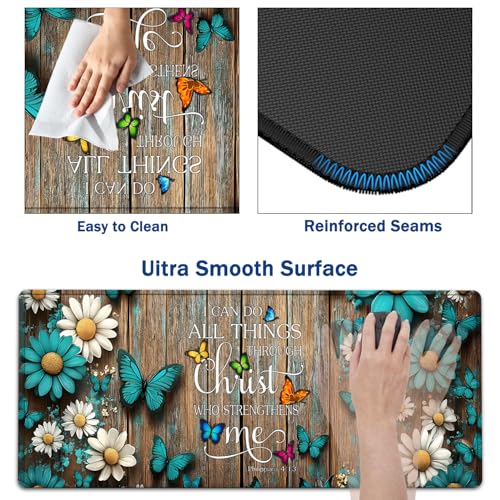 Large Mouse Pad + Keyboard Wrist Rest Set, Extended Gaming Mousepad (31.5X11.8 inch) with Non-Slip Rubber, Ergonomics Memory Foam Mouse Wrist Rest Support, Wooden Wall Philippians 4:13 XXL Desk Pad - color: Yu-Mouse Pad-3-B32