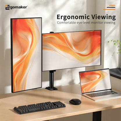 Dual Monitor Stand, Arm Monitor Desk Mount for 13" to 27" 2 Screens, Full Adjustable Height, Tilt Swivel Rotate, Holds 22 lbs per Arm, Easy to Install - size: Dual Up to 27"