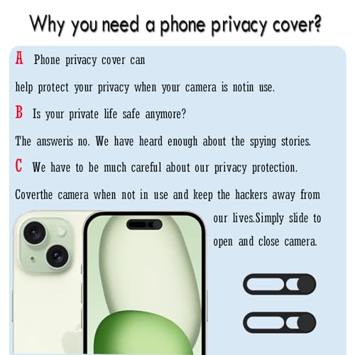 Webcam Cover Protector Protect Privacy and Security, Front Camera Cover, Camera CoverCompatible with iPhone 14Pro/14Pro Max/iPhone15/15Puls/15Pro/15Pro Max/16/16Plus/16Pro/16Pro Max(2PCS,Black) - color: Black