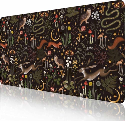 Gaming Large Mouse Pad with Stitched Edges, Desk Mat, Extended Keyboard Pad, Non-Slip Rubber Base Desk Pad for Keyboard and Mouse, 31.5X15.7 inch, Fairy Forest Pattern - color: Fairy Forest Pattern, size: 31.5L x 15.7W inches