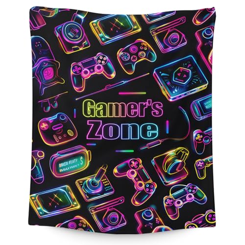 Gaming Blanket - 40x30 Inches Small Gamer Blanket for Boys, Girls - Soft Warm Cozy Flannel Game Themed Stuff for Chairs, Office, Sofa - Black Cool Fuzzy Gifts for Gamer Lovers - color: Color 3, size: 40"x30"