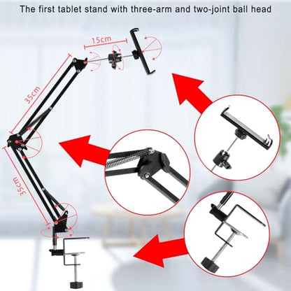 Tablet Stand Phone Holder for Bed,iPad Holder for Desk, Headboard,Bedside,Table, Compatible with iPhone iPad Kindle or Other 4.5-13" Screen Device