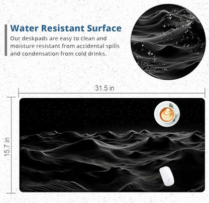 Large Extended Gaming Mouse Pad with Stitched Edges,Black 3D Design XL Desk Pad Mouse Pads for Desk,Waterproof Computer Keyboard Mat Mousepad with Non-Slip Base for Esports Pros/Gamer/Desktop/Office - color: D3