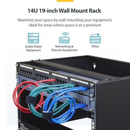 StarTech 14U 19in Wall-Mount Network Rack, 14in, 77lb (RACK-14U-14-BRACKET) - size: 14U