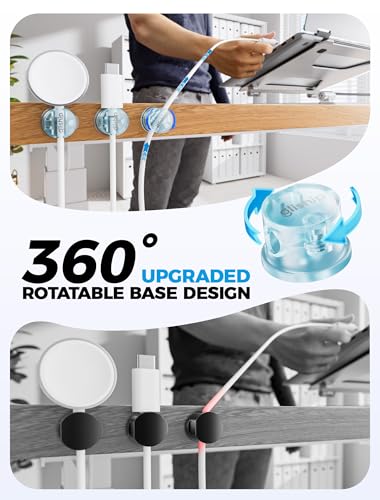 9 Pack Magnetic Cable Clips - gliship [Upgraded 360° Rotatable] Cord Organizer, Strong Magnetic Cord Holder, Adhesive Wire Keeper, Phone Cord Holder, Nightstand Wire Keeper Desk Decor, Tidy Helper - color: blue