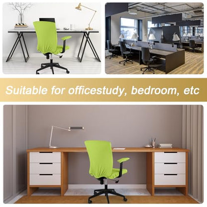 Tallew 4 Pcs Office Chair Covers Set Computer Universal Protective Stretchable Chair Seat Covers Desk Armrest Slipcovers Pads Office Cushion Backrest for Rotating(Lemon Green) - color: Lemon Green