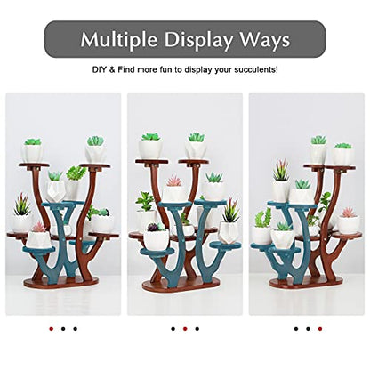 Jotsport 9 Pots Mini Succulent Stand Windowsill Small Plant Stand Multi Layers Succulents Display Shelf Kitchen Windowsill Desk Tabletop Plant Holder