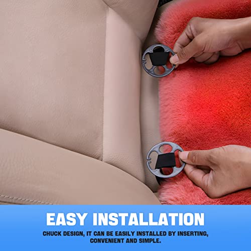 2Pack Car Front Seat Cushion, Soft Warm Faux Rabbit Fur Winter Auto Seat Cover, Fluffy Plush Vehicle Seat Protector Pad with Non-Slip Backing, Car Accessories for Home and Office Chair (Red) - color: Red